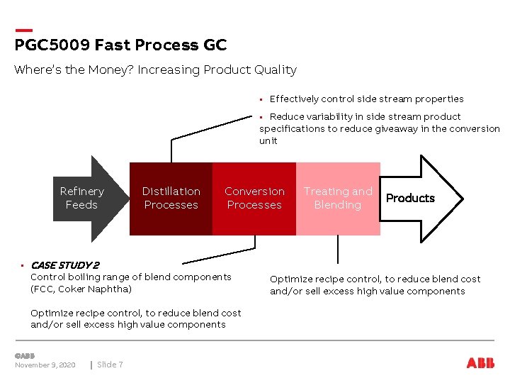 PGC 5009 Fast Process GC Where’s the Money? Increasing Product Quality § Effectively control