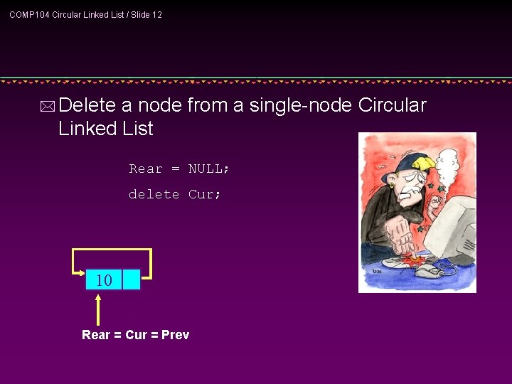 COMP 104 Circular Linked List / Slide 12 * Delete a node from a
