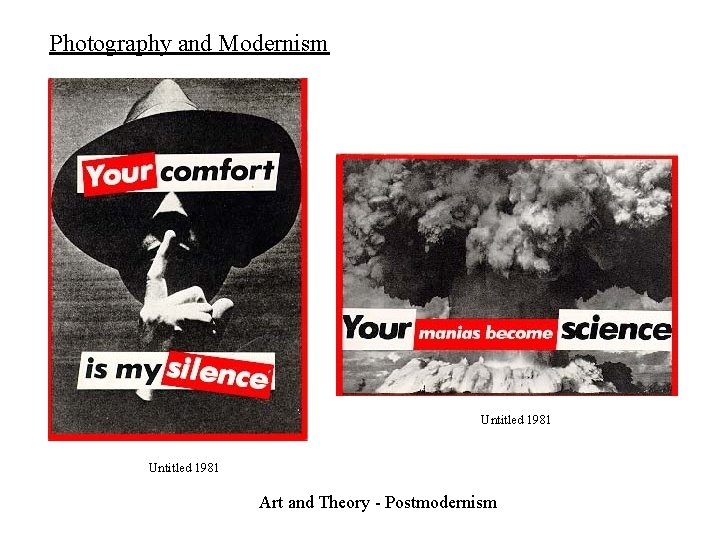 Photography and Modernism Untitled 1981 Art and Theory - Postmodernism 