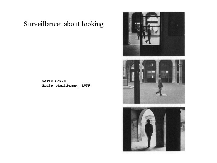 Surveillance: about looking Sofie Calle Suite vénitienne, 1980 