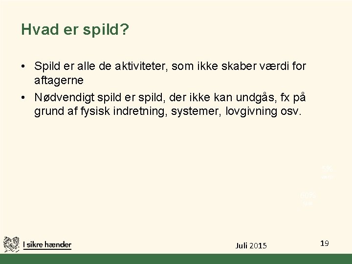 Hvad er spild? • Spild er alle de aktiviteter, som ikke skaber værdi for