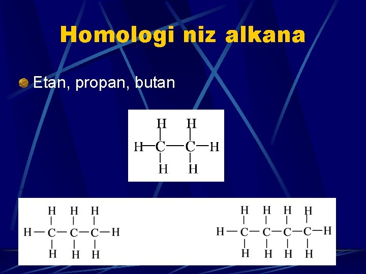 Homologi niz alkana Etan, propan, butan 