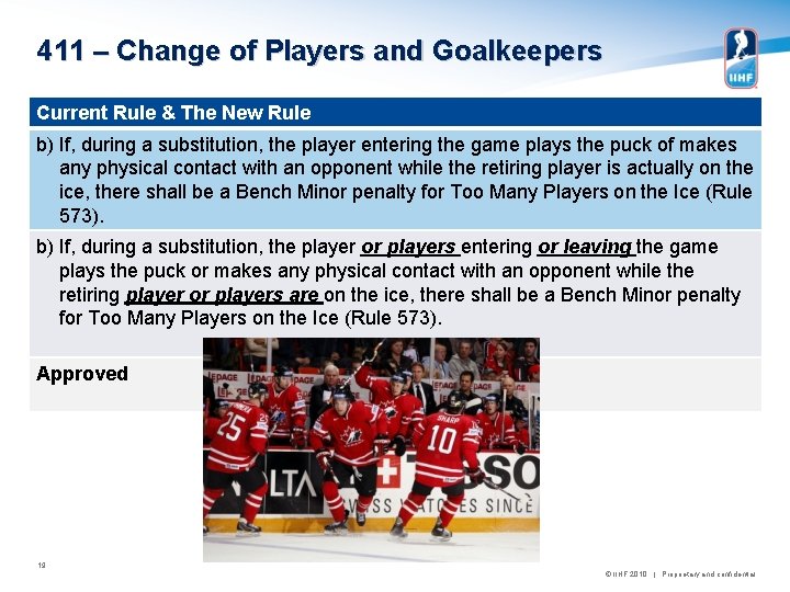 411 – Change of Players and Goalkeepers Current Rule & The New Rule b)