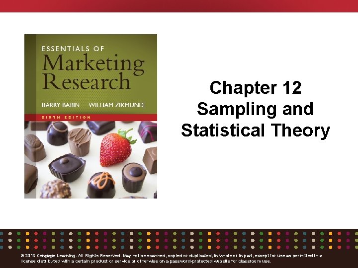 Sampling Methods Statistics Books Chapter 12 Sampling and Statistical Theory 2016 Cengage