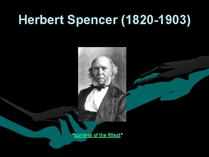 Herbert Spencer (1820 -1903) "survival of the fittest" Herbert Spencer (1820 -1903) "survival of the fittest"