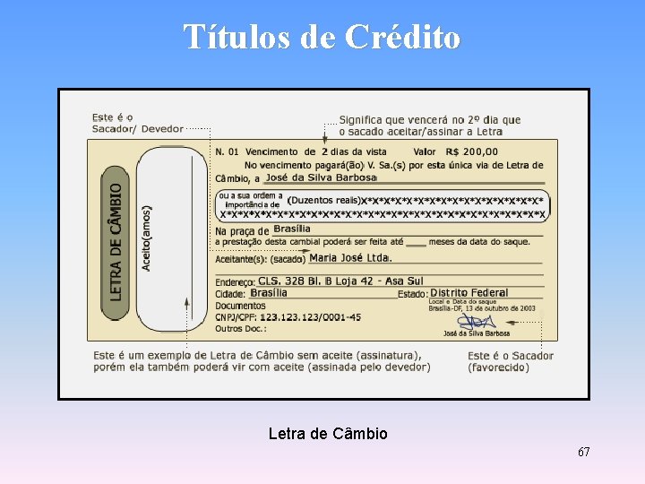 Títulos de Crédito Letra de Câmbio 67 