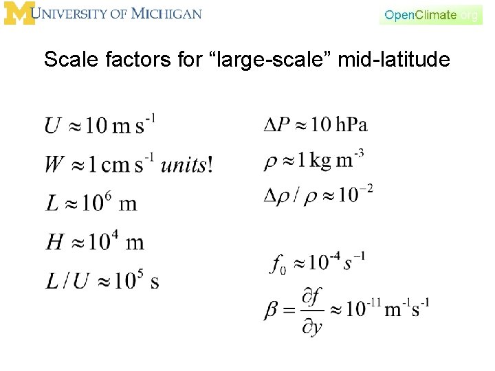 Scale factors for “large-scale” mid-latitude 