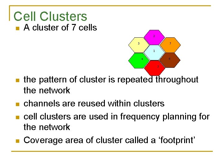 Cell Clusters n A cluster of 7 cells 2 3 7 1 6 4