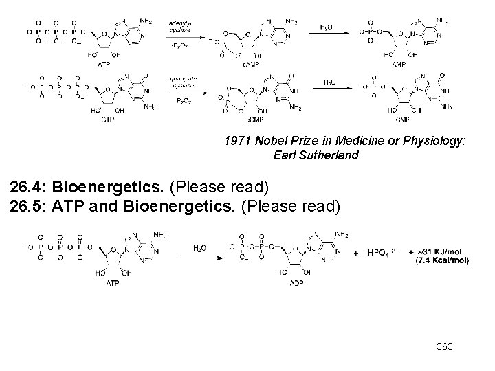1971 Nobel Prize in Medicine or Physiology: Earl Sutherland 26. 4: Bioenergetics. (Please read)
