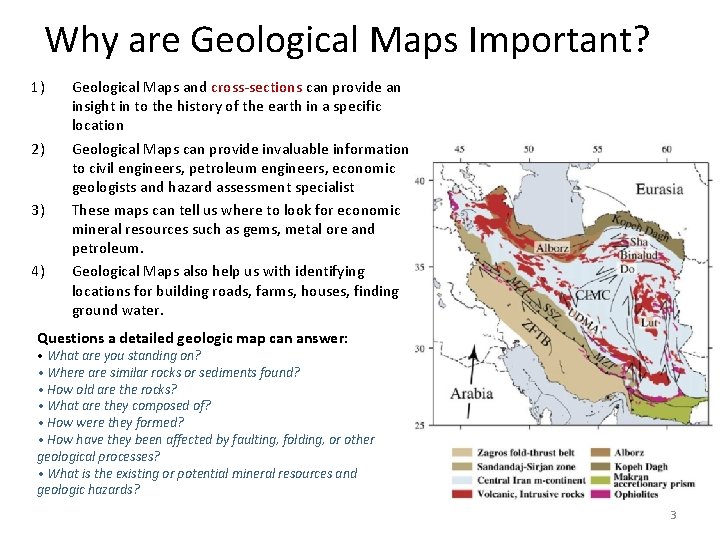 Why are Geological Maps Important? 1) 2) 3) 4) Geological Maps and cross-sections can