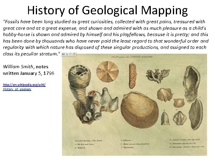 History of Geological Mapping "Fossils have been long studied as great curiosities, collected with