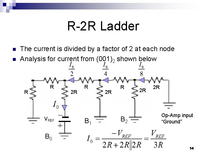 R-2 R Ladder n n The current is divided by a factor of 2