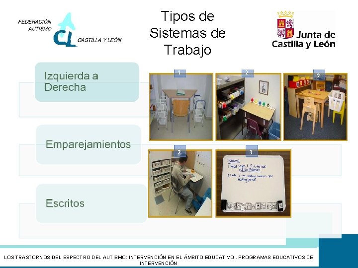 Tipos de Sistemas de Trabajo LOS TRASTORNOS DEL ESPECTRO DEL AUTISMO: INTERVENCIÓN EN EL