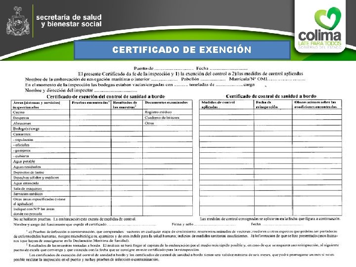 CERTIFICADO DE EXENCIÓN 