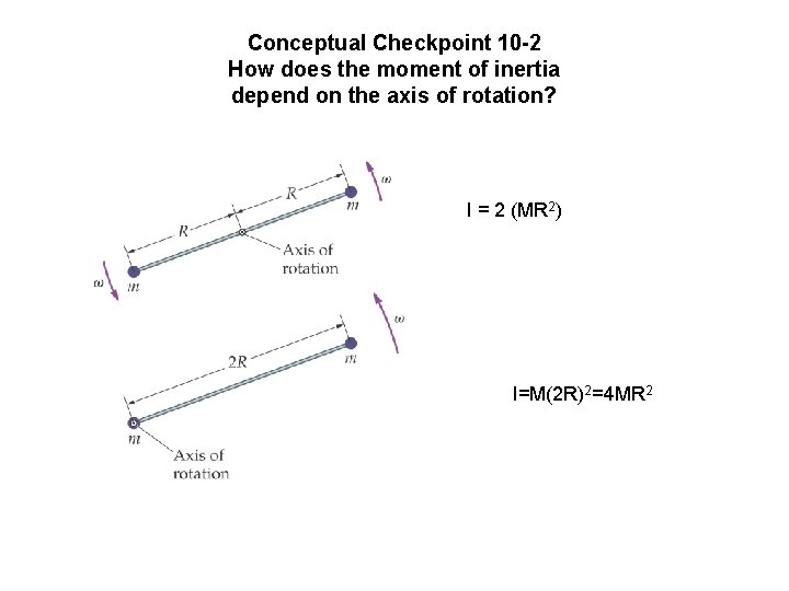 Conceptual Checkpoint 10 -2 How does the moment of inertia depend on the axis