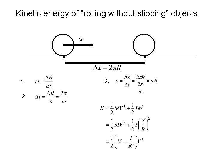 Kinetic energy of “rolling without slipping” objects. V 1. 2. 3. 