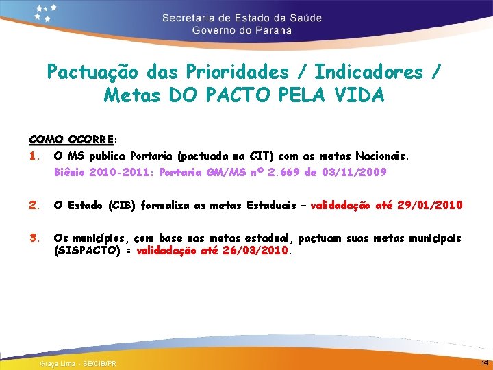 Pactuação das Prioridades / Indicadores / Metas DO PACTO PELA VIDA COMO OCORRE: OCORRE