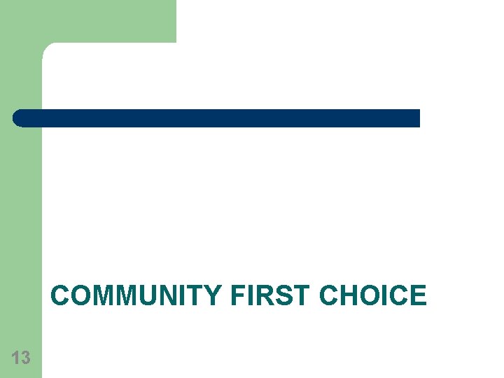 COMMUNITY FIRST CHOICE 13 
