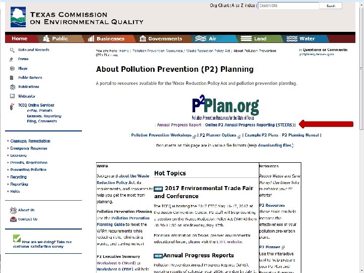 Screen shot of P 2 Plan. org 