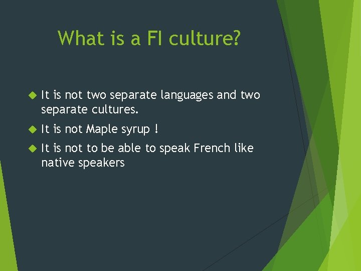 What is a FI culture? It is not two separate languages and two separate