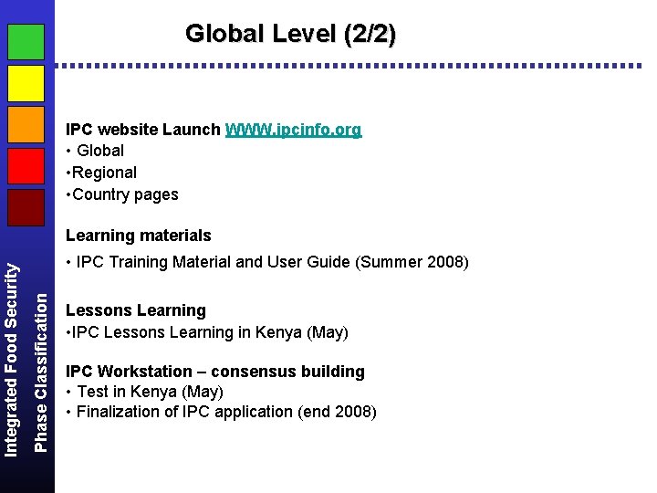Global Level (2/2) IPC website Launch WWW. ipcinfo. org • Global • Regional •