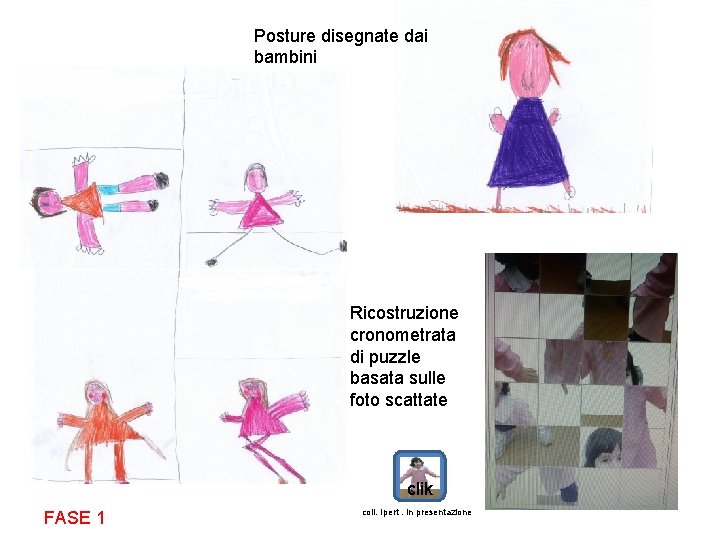 Posture disegnate dai bambini Ricostruzione cronometrata di puzzle basata sulle foto scattate clik FASE