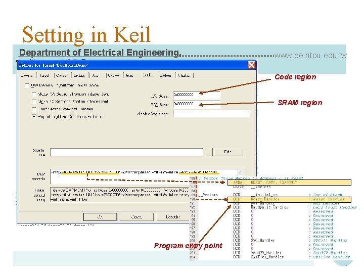 Setting in Keil Department of Electrical Engineering, National Taiwan Ocean University www. ee. ntou.