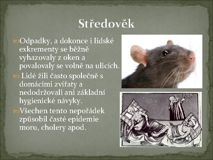 Středověk Odpadky, a dokonce i lidské exkrementy se běžně vyhazovaly z oken a povaly