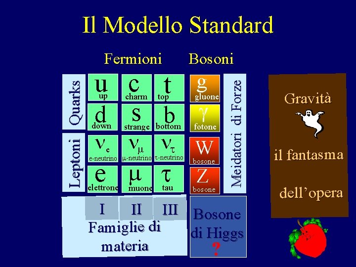 Il Modello Standard Bosoni u c t g d s b g up down