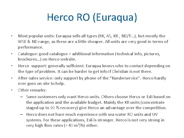 Herco RO (Euraqua) • • • Most popular units: Euraqua sells all types (RK,