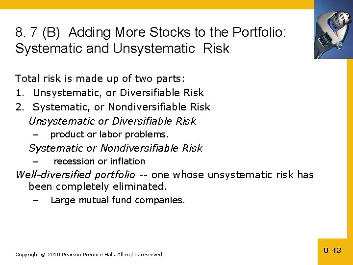 8. 7 (B) Adding More Stocks to the Portfolio: Systematic and Unsystematic Risk Total