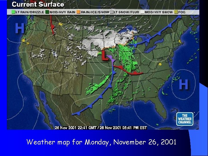 Weather map for Monday, November 26, 2001 