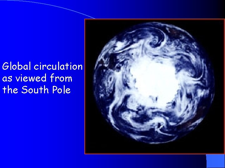 Global circulation as viewed from the South Pole 