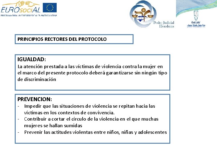 PRINCIPIOS RECTORES DEL PROTOCOLO IGUALDAD: La atención prestada a las víctimas de violencia contra