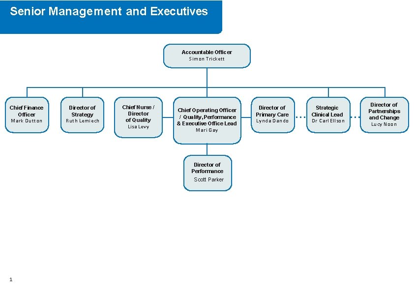 Senior Management and Executives Accountable Officer Simon Trickett Chief Finance Officer Mark Dutton Director