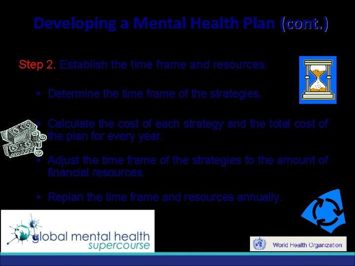 Developing a Mental Health Plan (cont. ) Step 2. Establish the time frame and