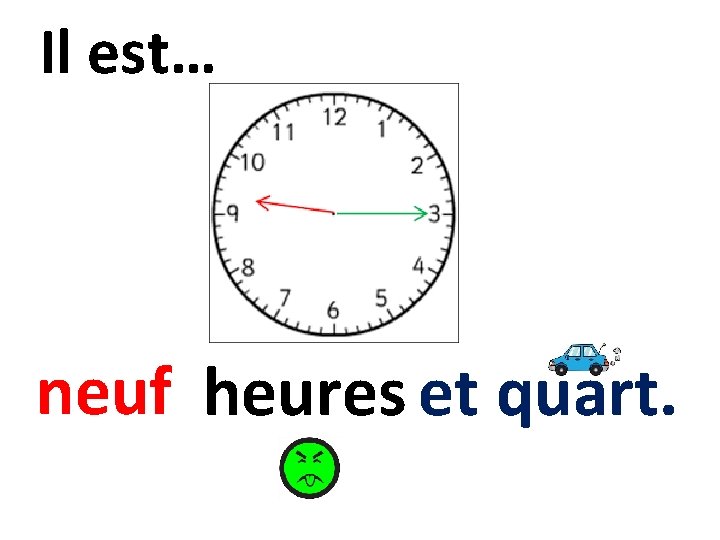 Il est… neuf heures et quart. 