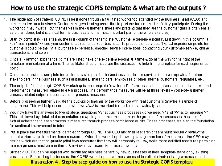 How to use the strategic COPIS template & what are the outputs ? Traditional