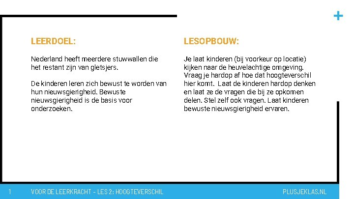 LEERDOEL: LESOPBOUW: Nederland heeft meerdere stuwwallen die het restant zijn van gletsjers. Je laat