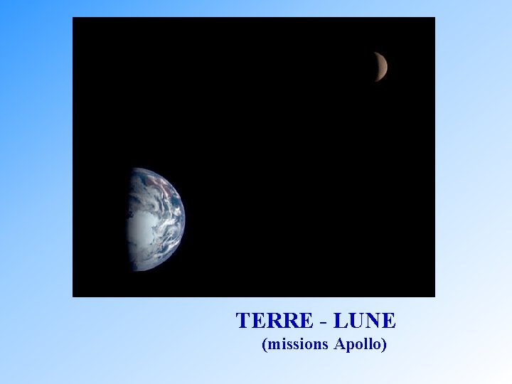 TERRE - LUNE (missions Apollo) 