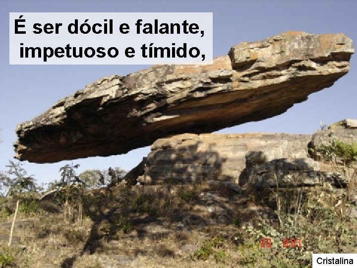 É ser dócil e falante, impetuoso e tímido, Cristalina É ser dócil e falante, impetuoso e tímido, Cristalina