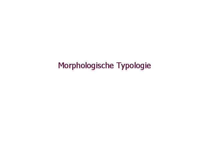 Morphologische Typologie Morphologische Typologie