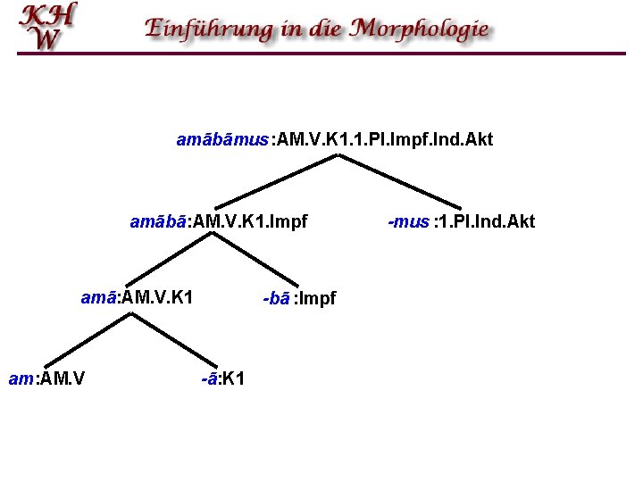 amābāmus: AM. V. K 1. 1. Pl. Impf. Ind. Akt amābā: AM. V. K