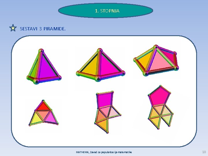 1. STOPNJA SESTAVI 3 PIRAMIDE. MATHEMA, Zavod za popularizacijo matematike 10 