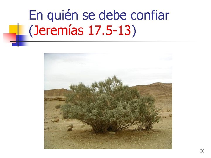 En quién se debe confiar (Jeremías 17. 5 -13) 30 