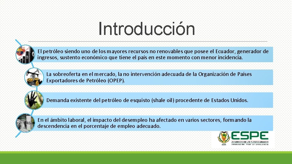 Introducción El petróleo siendo uno de los mayores recursos no renovables que posee el