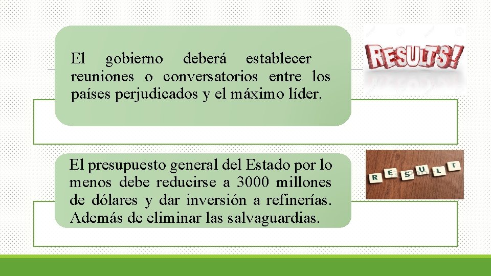 El gobierno deberá establecer reuniones o conversatorios entre los países perjudicados y el máximo