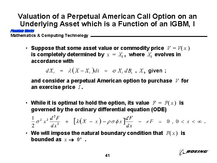 Valuation of a Perpetual American Call Option on an Underlying Asset which is a