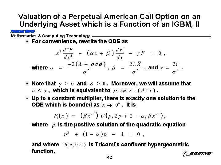 Valuation of a Perpetual American Call Option on an Underlying Asset which is a