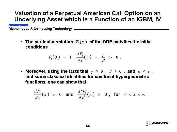 Valuation of a Perpetual American Call Option on an Underlying Asset which is a